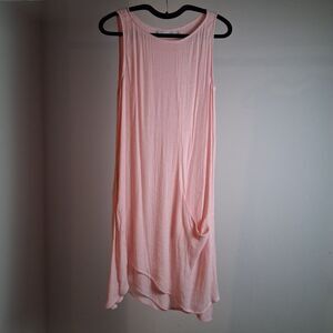 Gaya Pink Silk Cotton Blend Sleeveless Asymmetric Lagenlook Tunic Dress Size S